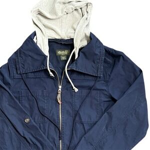 Eddie Bauer Navy Blue Hooded Utility Jacket Women's Size Large Cotton‎